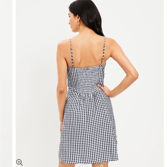 NWT Loft Gingham Twist Cutout Cami Dress Size 16 - Picture 2 of 5